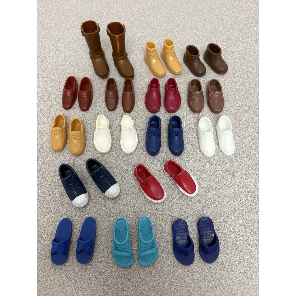 Vintage Barbie Ken Doll Shoes Lot, Mattel, Clone, 16 Pairs Shoes Boots Sandals